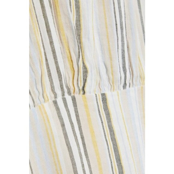 💕ATM💕 Asymmetric Striped Linen Viscose Blend Dress ~ Ivory Multi-Color Print 6 - Picture 8 of 15